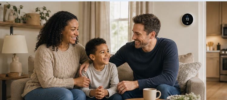 Family relaxing together in a comfortable home
