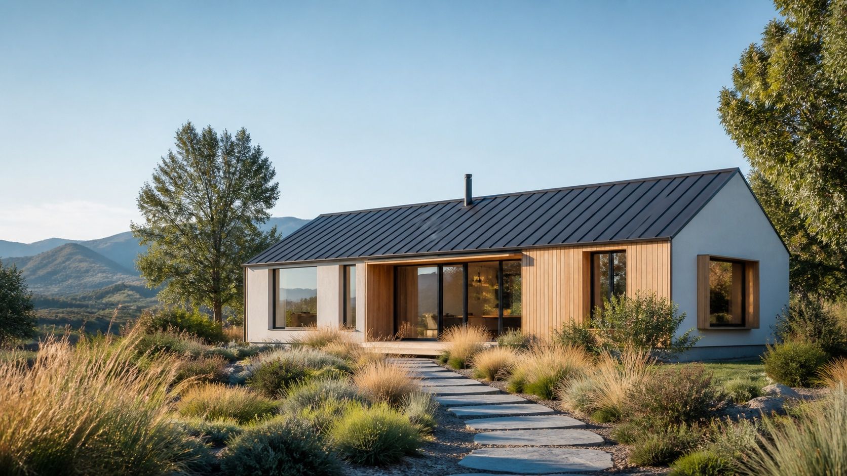 A compact modern home in a natural landscape